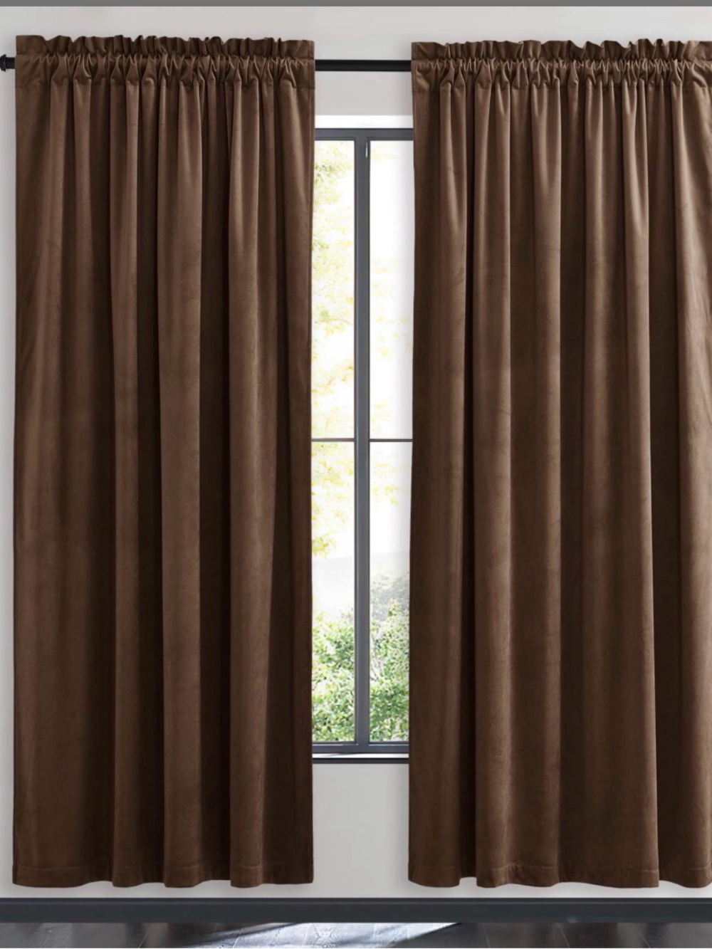 Brown Velvet Curtain Panel -